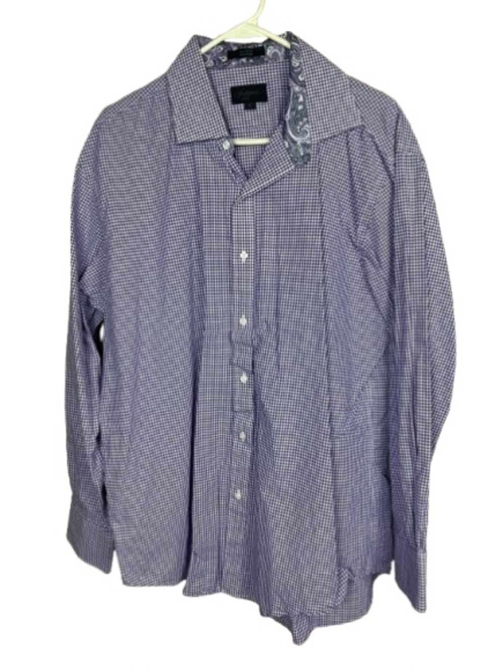 Haggar Purple Check Long-Sleeve Dress Shirt